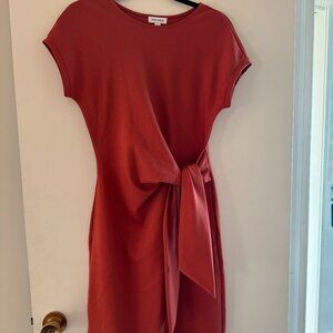 Nordstrom Tie Waist Midi Dress XS – Burgundy Red